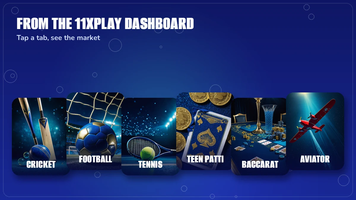 11xplay pro home game cards for Live Casino, cricket and football tabs